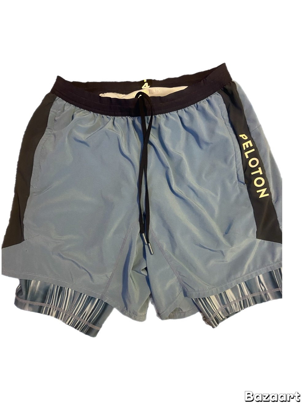 Peloton Men's Light Blue Athletic Shorts with Black Trim